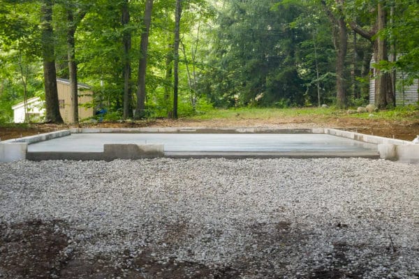 A concrete garage foundation in New Jersey