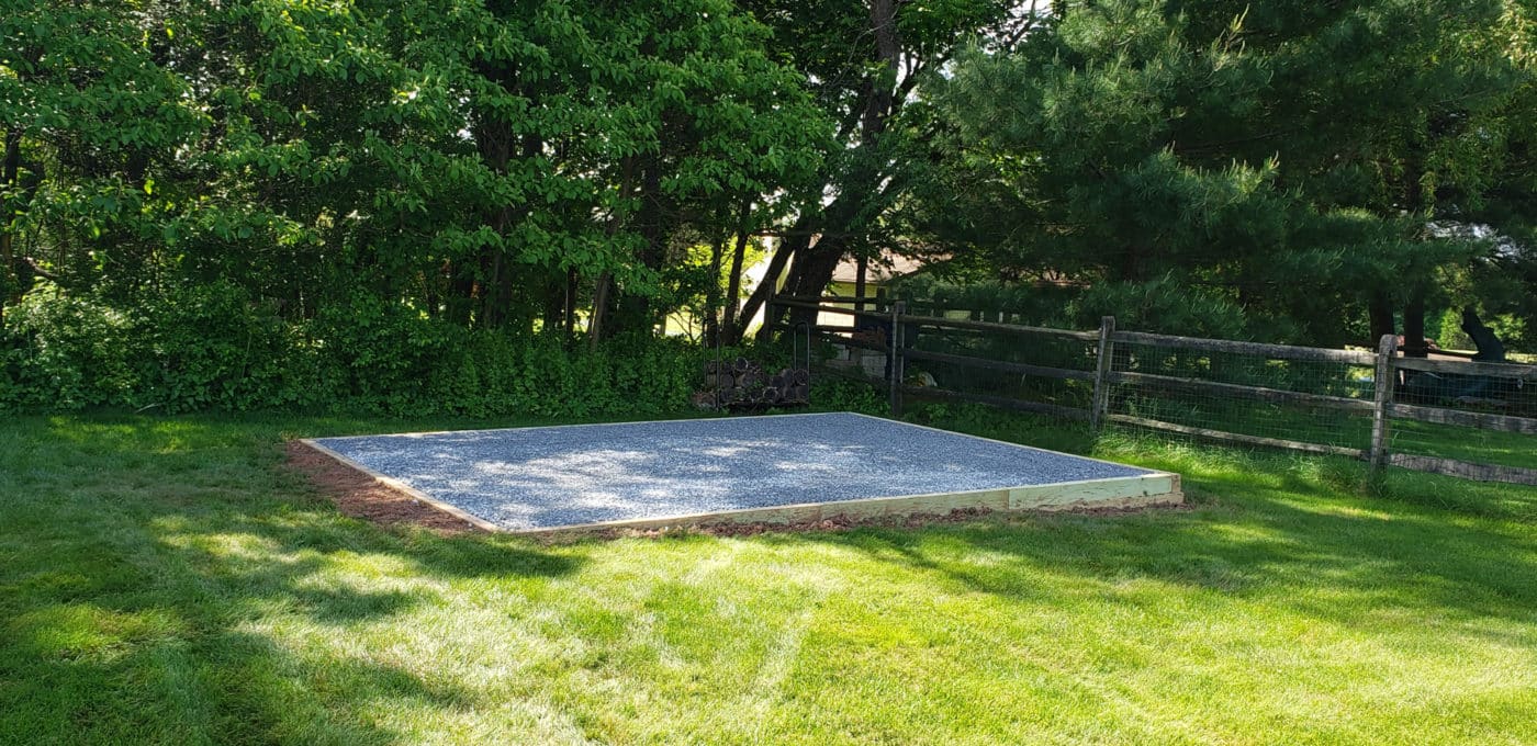 A gravel shed base in Royerstown, PA