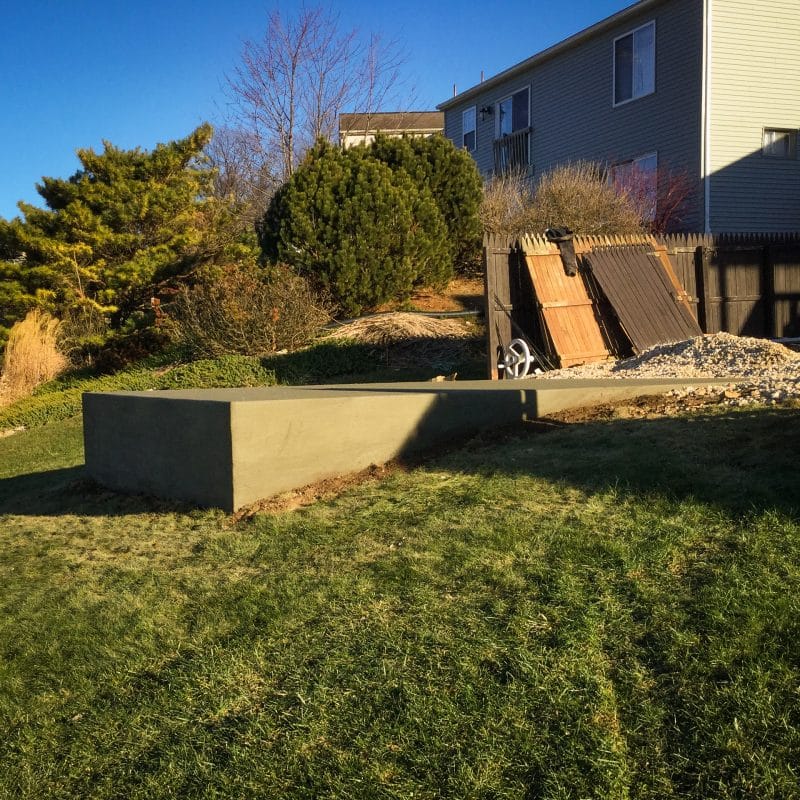 A concrete foundation needed for a shed on a slope