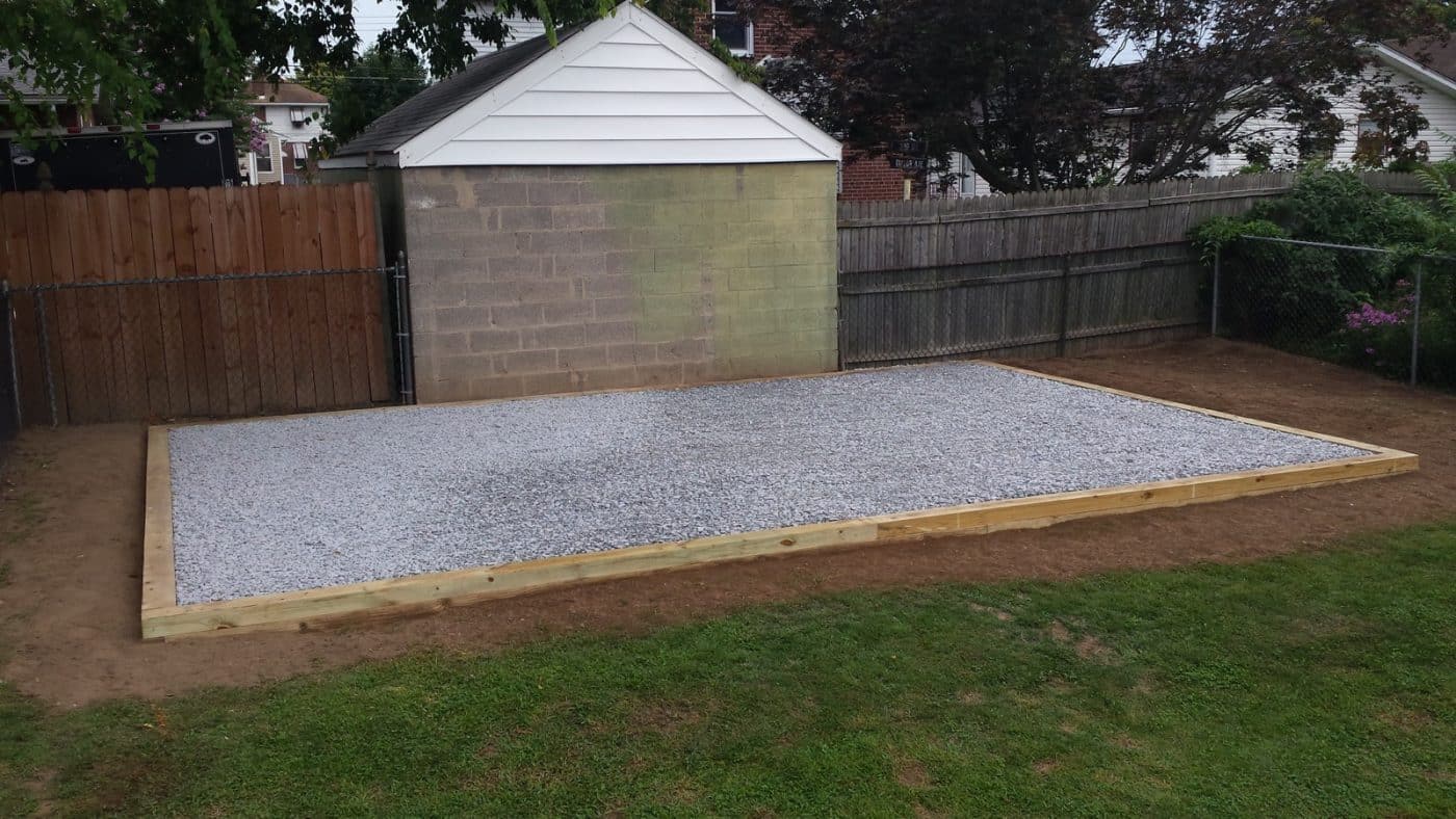 A gravel shed foundation