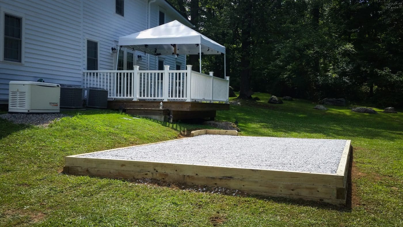 A gravel shed pad by a site prep company