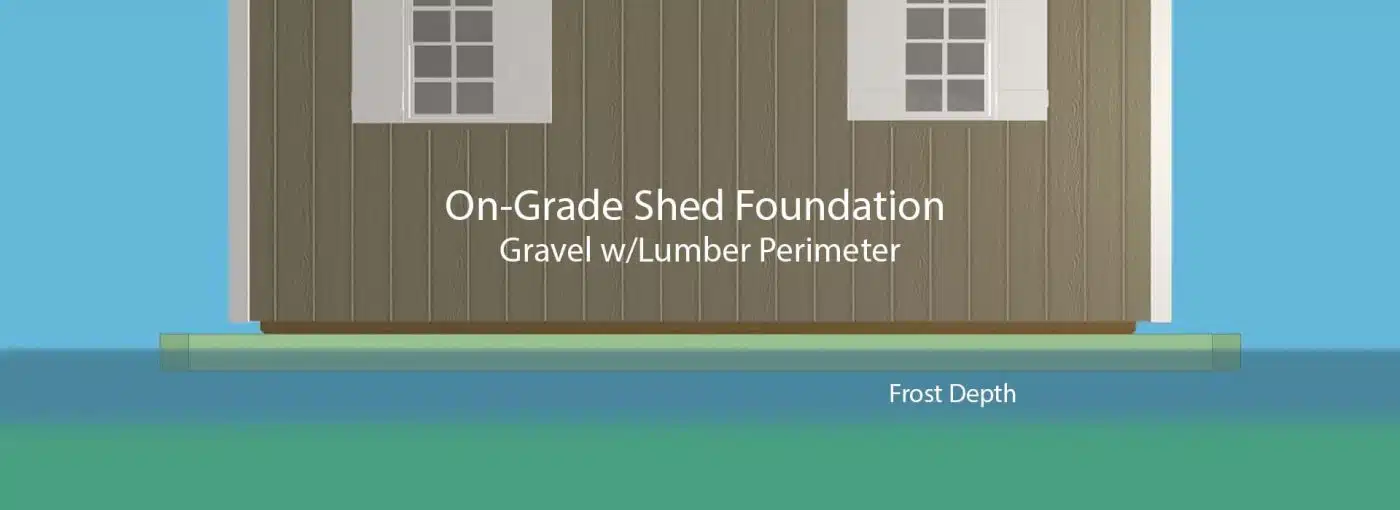 Shed foundation diagram of an on-grade shed foundation