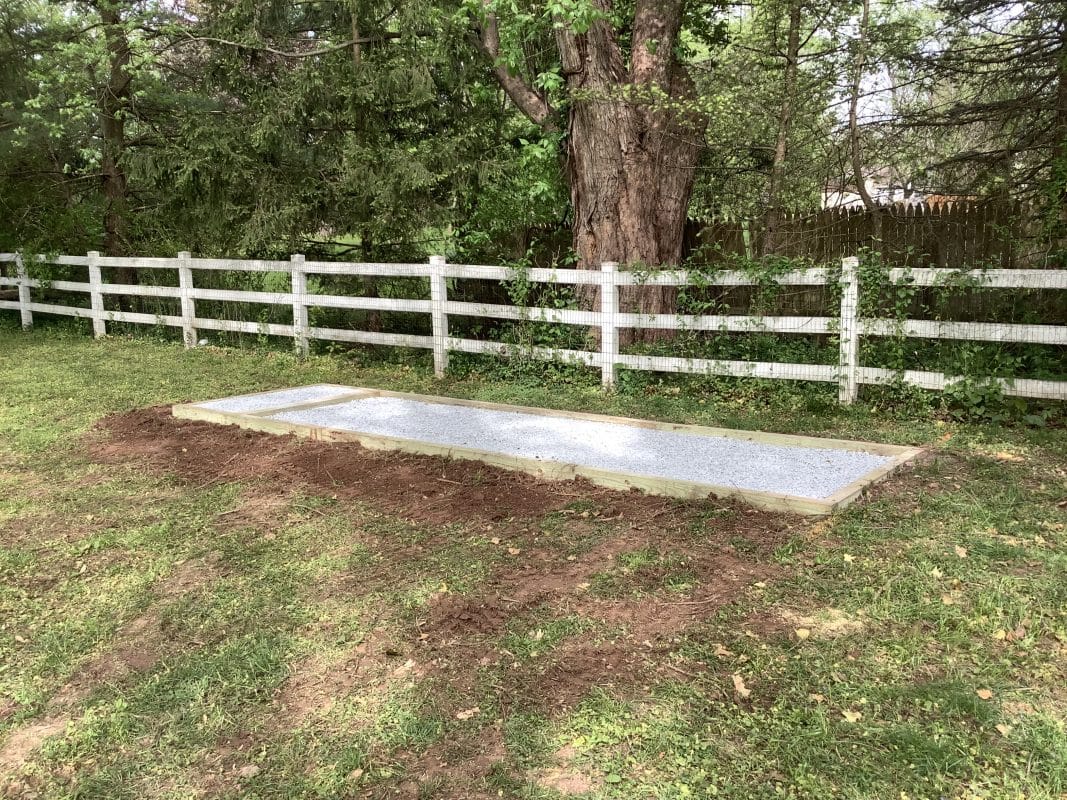 A shed foundation installed in Collegeville, PA