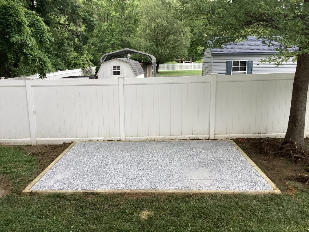 A gravel shed foundation in Sparrows Point, MD