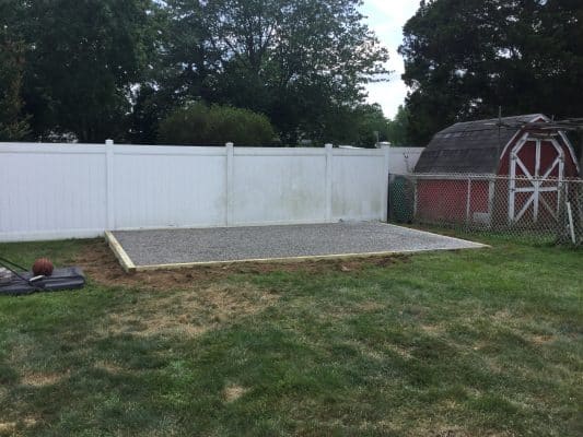 A gravel shed foundation in Old Bridge Township, MD