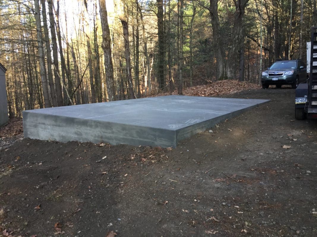 A concrete shed foundation in Austerlitz, NY