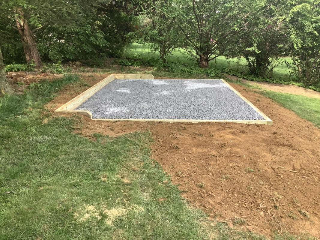 A gravel shed foundation in Macungie, PA