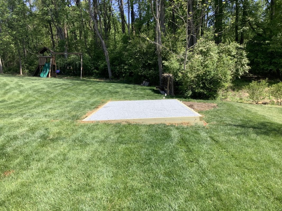 A gravel shed foundation in Downingtown, PA