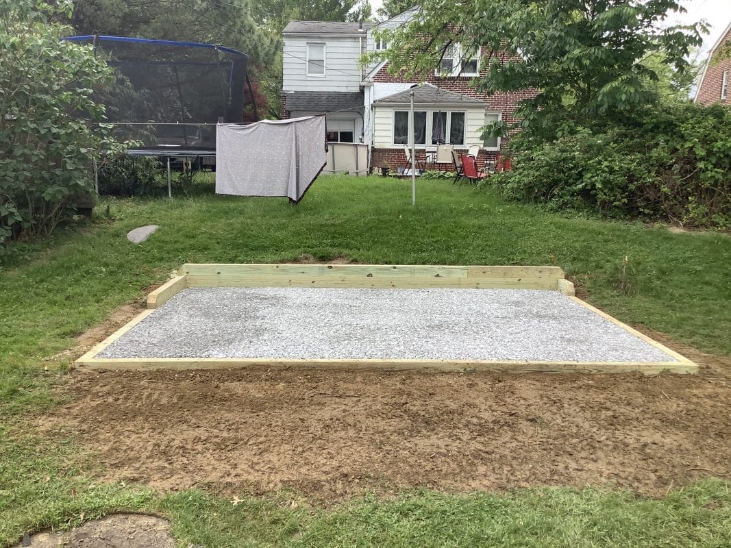 A gravel shed foundation in Wallingford, PA