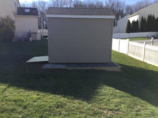 A gravel shed foundation in New Castle, DE