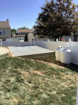 A gravel shed foundation in Randallstown, MD