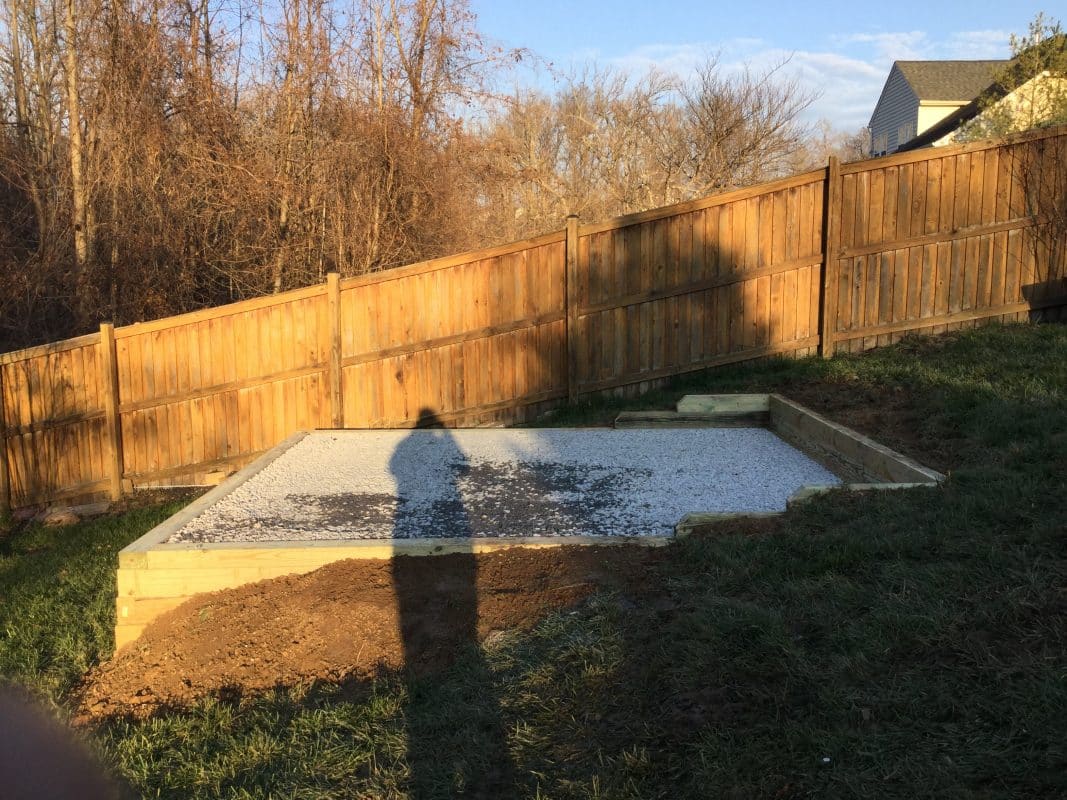 A gravel shed foundation in Upper Marlboro, MD