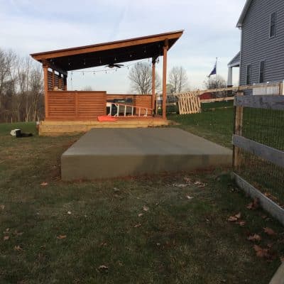 A concrete shed foundation in Jarrettsville, MD