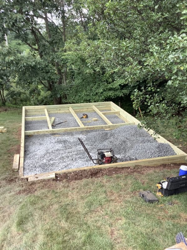 Installing a gravel shed foundation in Royersford, PA