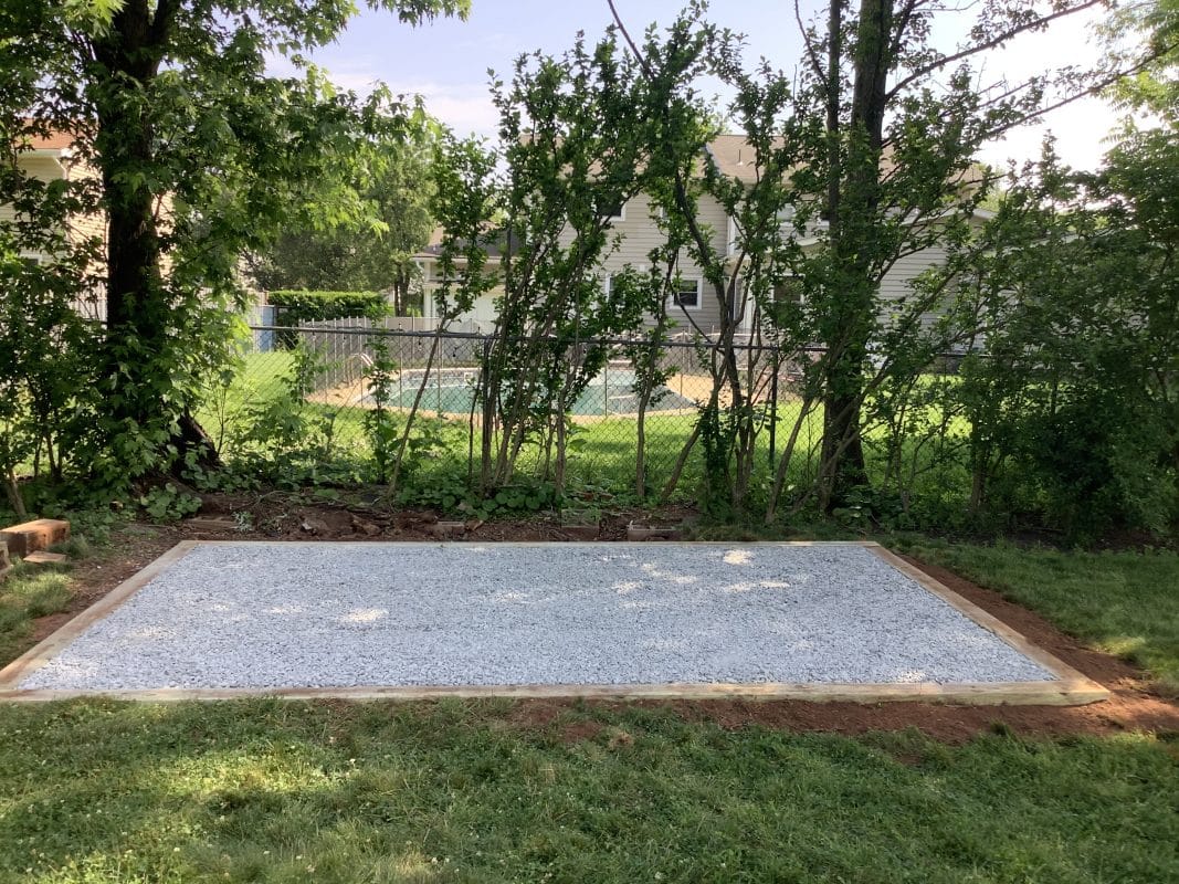 A gravel shed foundation in Piscataway, NJ