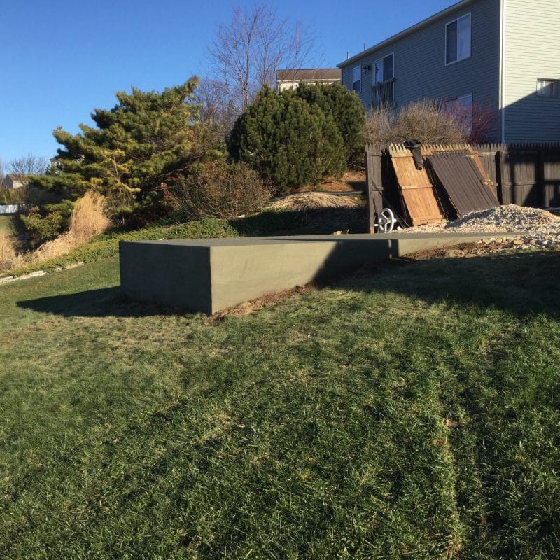 A concrete shed foundation in Lebanon, PA