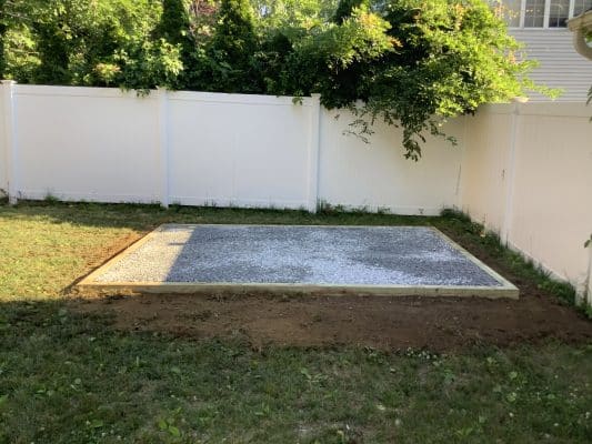 A gravel shed foundation in Nesconset, NY
