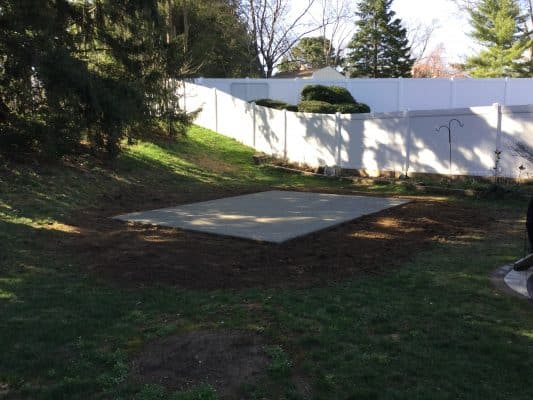 A concrete shed foundation in Haddonfield NJ