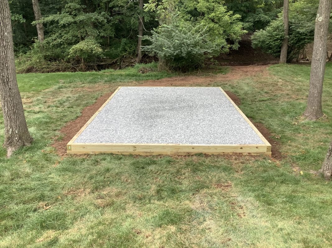 A gravel shed foundation in Gilbertsville, PA
