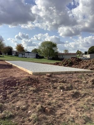 "A gravel shed foundation in Dover, PA"