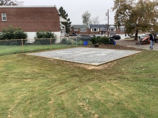 "A gravel shed foundation in Philadelphia, PA"