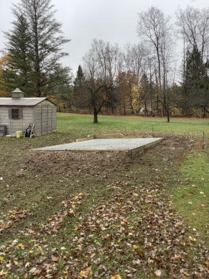"A gravel shed foundation in Endicott, NY"