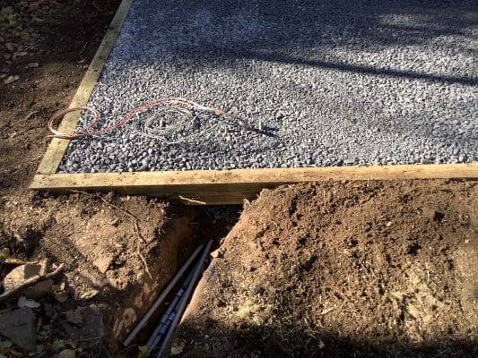 "A gravel shed foundation in Lansdale, PA"