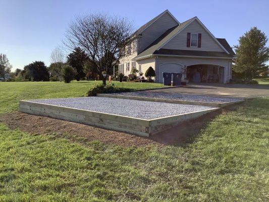 "A gravel shed foundation in Oxford, PA"