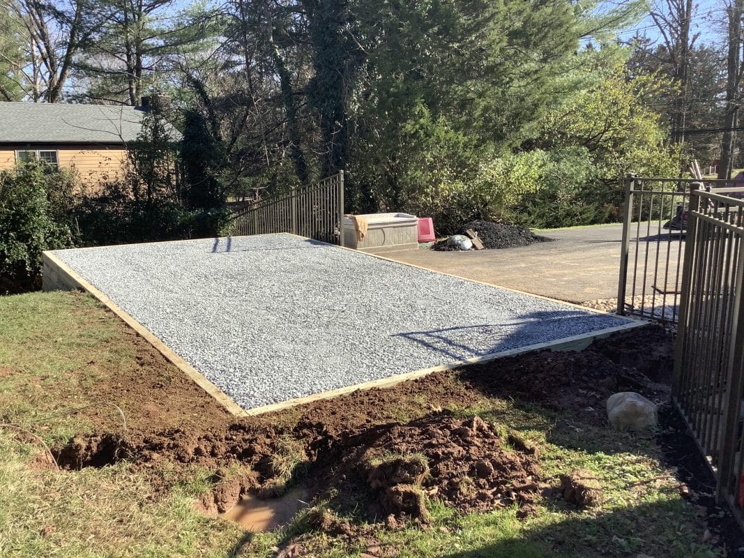 A gravel shed foundation in Ambler, PA
