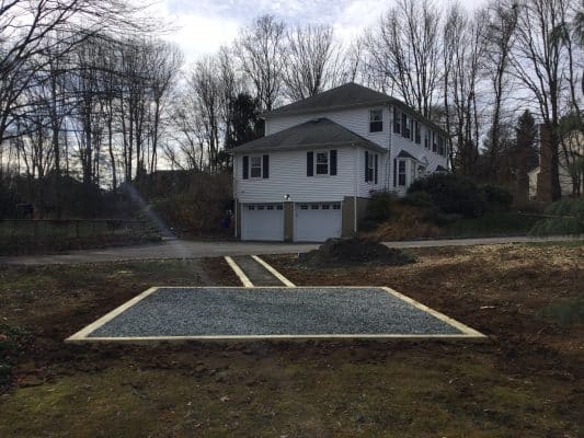 A gravel shed foundation in Mendham, NJ