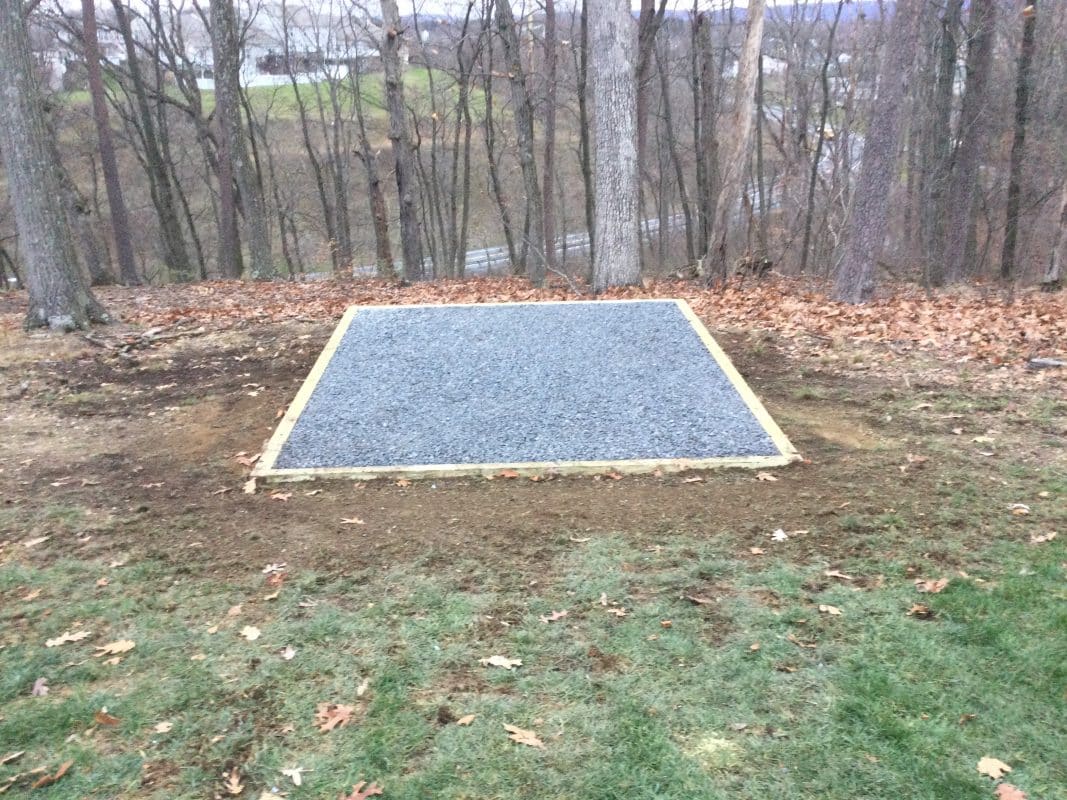 A gravel shed foundation in Harrisburg, PA