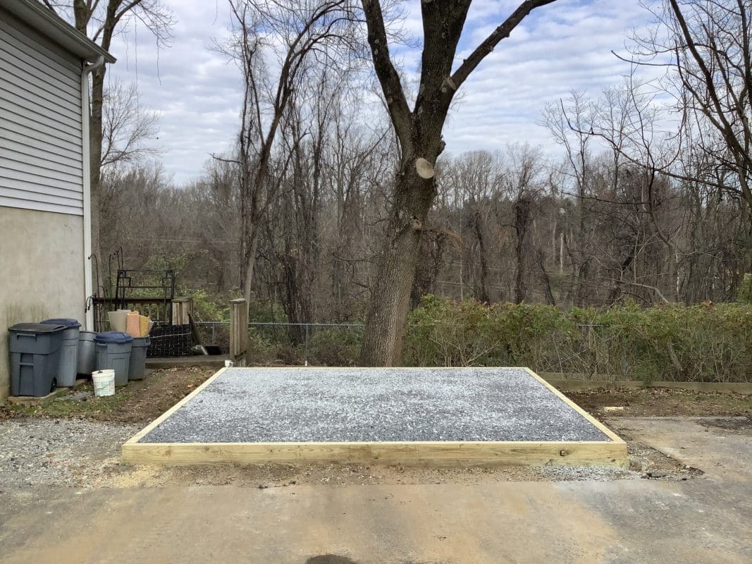 A gravel shed foundation in Chadds Ford, PA