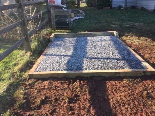 A gravel shed foundation in Perkiomen Twp, PA