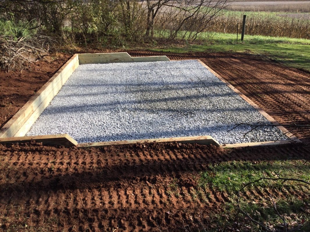 A gravel shed foundation in East Pikeland Twp., PA