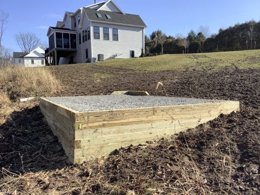 A gravel shed foundation in West Hanover, PA