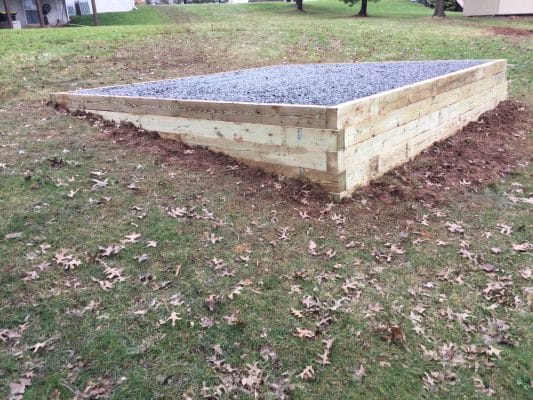 A gravel shed foundation in Royersford, PA