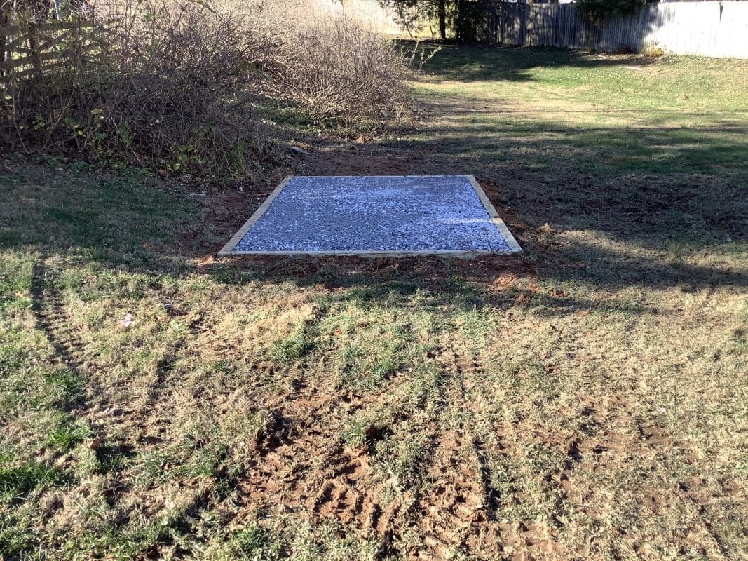 A gravel shed foundation in Sykesville, MD