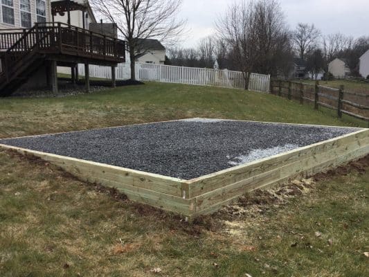A gravel shed foundation in East Rockhill Twp., PA