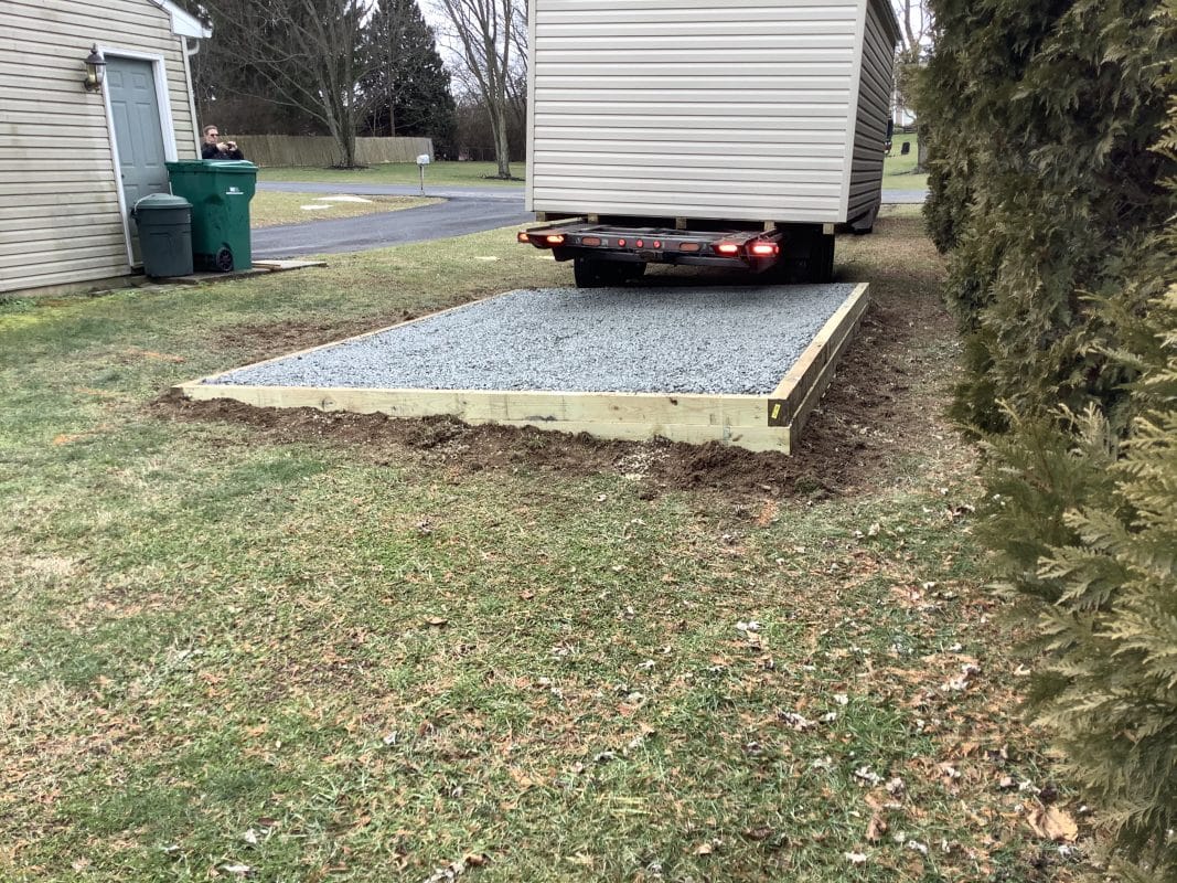 A gravel shed foundation in Harrisburg, PA