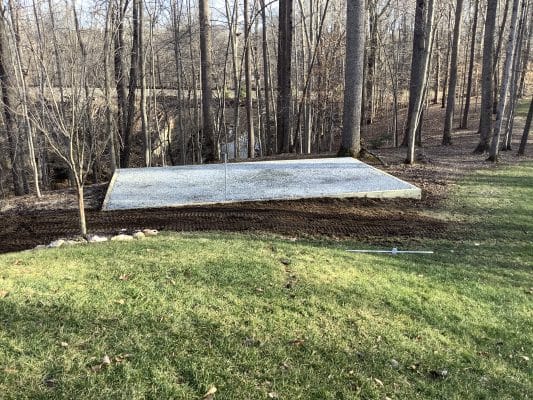 A gravel shed foundation in Fairfax Station, VA