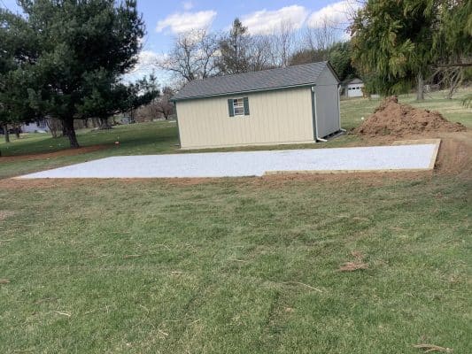 A gravel shed foundation in Douglassville PA