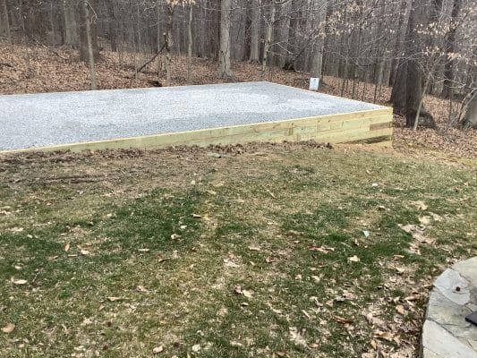 A gravel shed foundation in Fort Washington MD