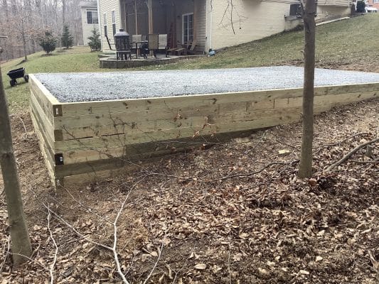 A gravel shed foundation in Fort Washington MD