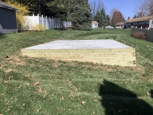A gravel shed foundation in Dallastown PA