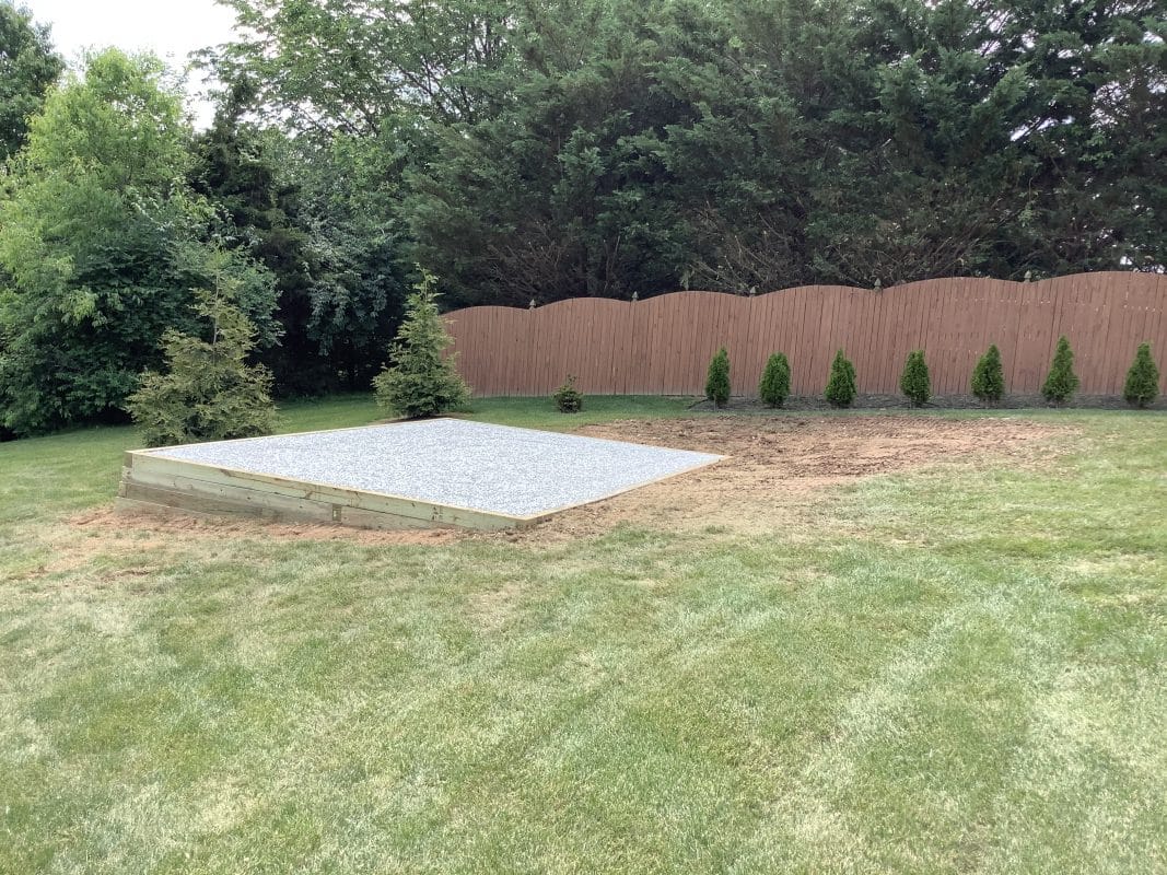 A gravel shed foundation in Hanover, PA