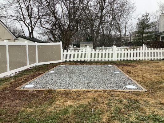 A gravel shed foundation in Warminster, PA