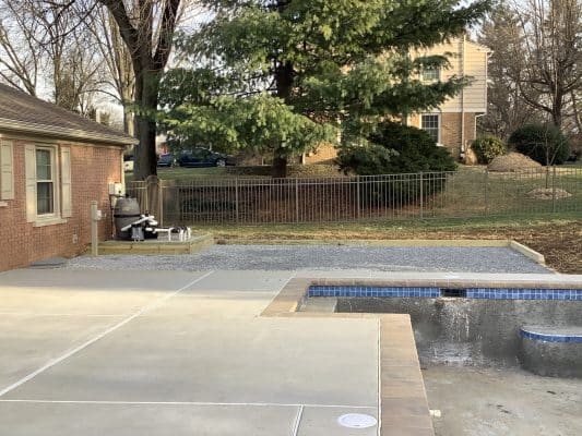 A Pool Equipment Pad foundation in Lansdale, PA