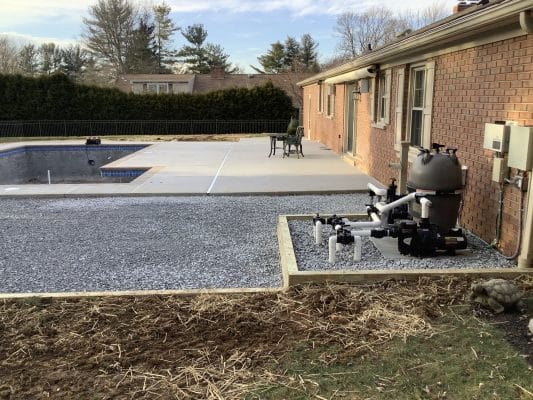 A Pool Equipment Pad foundation in Lansdale, PA