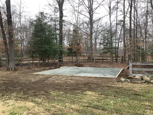 A gravel shed foundation in Stafford, VA