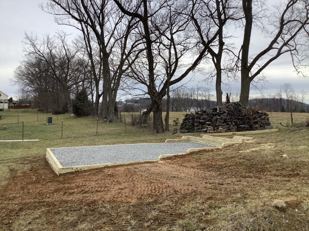 A gravel shed foundation in Hedgesville, WV